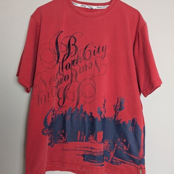 Vintage Johnny Blaze T-Shirt XL Red Black NYC Graphic Wrap Front to Back 90s Sty - Picture 1 of 12